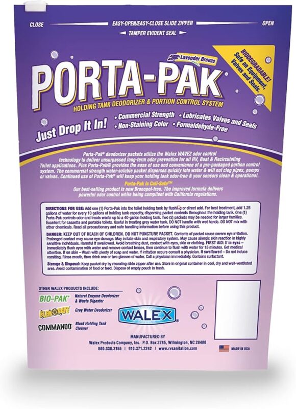 Walex Porta Pak Holding Tank Deodorizer Drop ins for RV and Marine 10 pack Lavender Scent1 Walex Porta Pak Holding Tank Deodorizer Drop ins for RV and Marine 10 pack Lavender Scent1