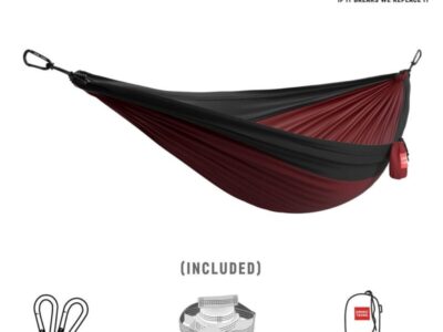 Hamac Grand Trunk Double Deluxe avec nylon parachute et sangles - Cramoisi/Charbon
