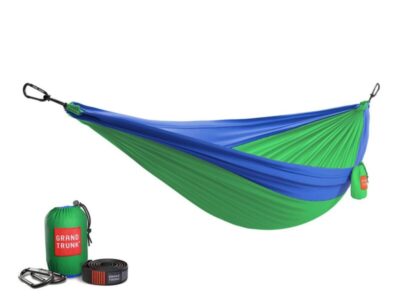 Grand Trunk Double Deluxe Hammock featuring Parachute Nylon and Straps - Blue/Green