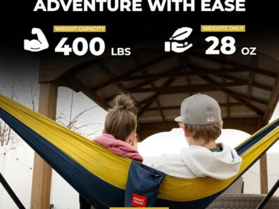 Grand Trunk Double Deluxe Hammock featuring Parachute Nylon and Straps BlueOrange12