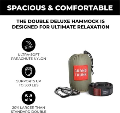 Grand Trunk Double Deluxe Hammock with Straps 34