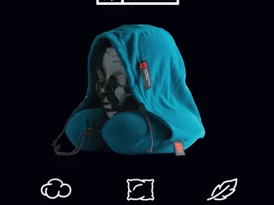 Grand Trunk Hooded Travel Neck Pillow Peacock Green Ultra Soft