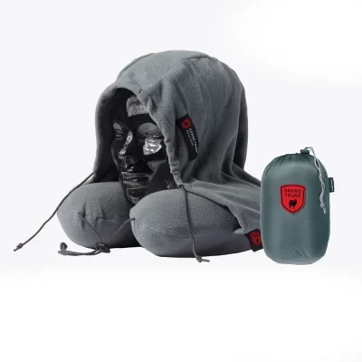 Grand Trunk Hooded Travel Neck Pillow Slate Grey