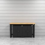 Armoires de rangement pour garage avec 2 caissons bas et plan de travail en bois massif de 72 pouces