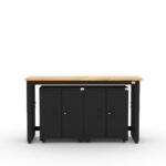 Armoires de rangement pour garage avec 2 caissons bas et plan de travail en bois massif de 72 pouces