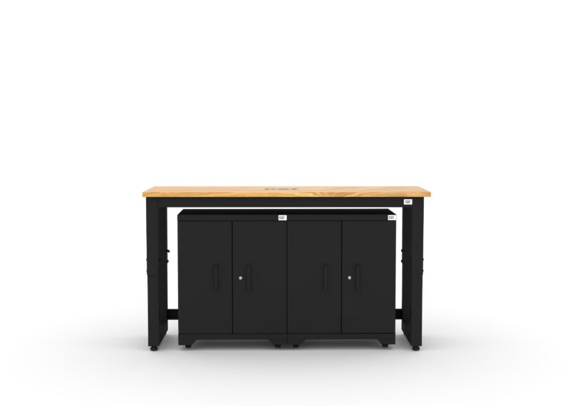 Armoires de rangement pour garage avec 2 caissons bas et plan de travail en bois massif de 72 pouces