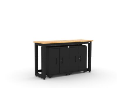 Garage storage cabinets with 2 base cabinets and 72 inch solid wood worktop
