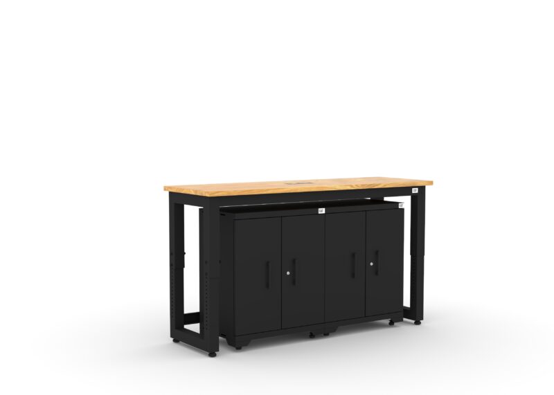 Armoires de rangement pour garage avec 2 caissons bas et plan de travail en bois massif de 72 pouces