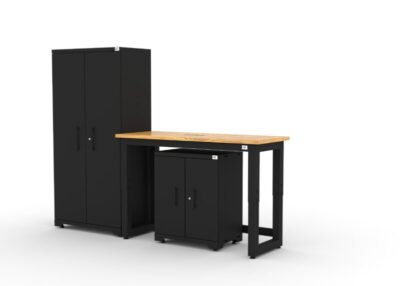 CAT FWSETC left Ensemble d'armoires de rangement pour garage CAT avec 1 casier, 1 armoire de base et plan de travail de 48 pouces