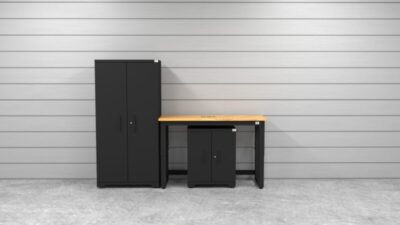 CAT FWSETC lifestyle Ensemble d'armoires de rangement pour garage CAT avec 1 casier, 1 armoire de base et plan de travail de 48 pouces