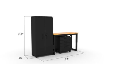 Ensemble de rangement de garage CAT avec 1 casier, 1 armoire à outils et plan de travail de 122 cm