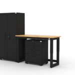 Ensemble de rangement de garage CAT avec 1 casier, 1 armoire à outils et plan de travail de 122 cm