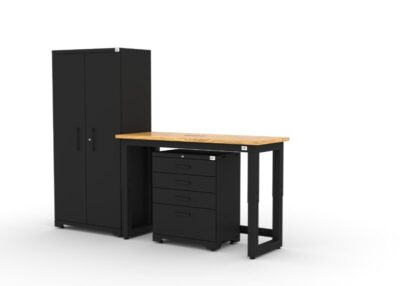 Ensemble de rangement de garage CAT avec 1 casier, 1 armoire à outils et plan de travail de 122 cm