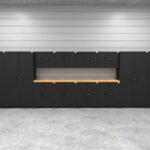 Ensemble de rangement de garage CAT avec 4 casiers, 4 armoires murales, 4 armoires de base et plan de travail de 84 pouces