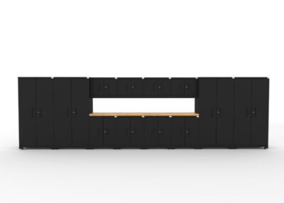Ensemble de rangement de garage CAT avec 4 casiers, 4 armoires murales, 4 armoires de base et plan de travail de 84 pouces
