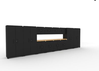 Ensemble de rangement de garage CAT avec 4 casiers, 4 armoires murales, 4 armoires de base et plan de travail de 84 pouces
