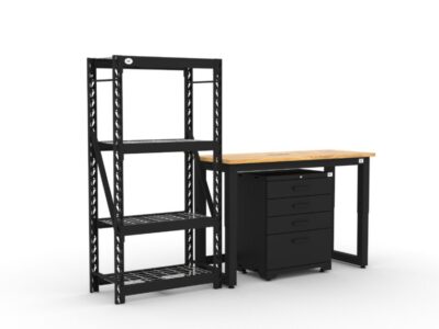CAT garage storage cabinet set with 1 shelving unit, 1 tool cabinet and 48 inch workbench
