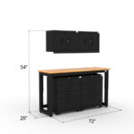 CAT garage storage cabinet set with 2 wall cabinets, 2 tool cabinets and 72 inch workbench