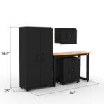 CAT garage storage cabinet set with 1 locker, 1 wall cabinet, 1 base cabinet and 48 inch workbench