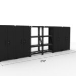CAT fully-welded garage storage cabinets with 4 lockers and 2 shelving units