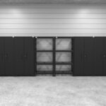 CAT fully-welded garage storage cabinets with 4 lockers and 2 shelving units