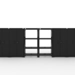 CAT fully-welded garage storage cabinets with 4 lockers and 2 shelving units