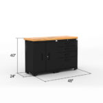 Garage storage cabinets with 1 base cabinet, 1 tool cabinet and 56 inch solid wood worktop