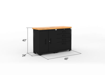 Garage storage cabinets with 1 base cabinet, 1 tool cabinet and 56 inch solid wood worktop