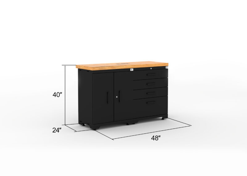 CAT FWSETMZ dims Garage storage cabinets with 1 base cabinet, 1 tool cabinet and 56 inch solid wood worktop