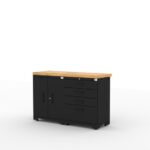 Garage storage cabinets with 1 base cabinet, 1 tool cabinet and 56 inch solid wood worktop