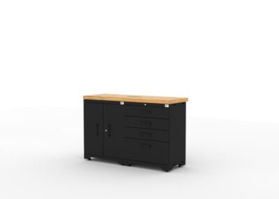 Garage storage cabinets with 1 base cabinet, 1 tool cabinet and 56 inch solid wood worktop