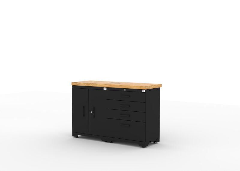 CAT FWSETMZ left Garage storage cabinets with 1 base cabinet, 1 tool cabinet and 56 inch solid wood worktop