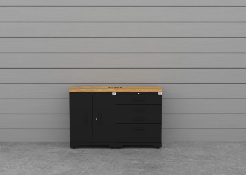 CAT FWSETMZ lifestyle Garage storage cabinets with 1 base cabinet, 1 tool cabinet and 56 inch solid wood worktop