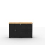 Garage storage cabinets with 1 base cabinet, 1 tool cabinet and 56 inch solid wood worktop