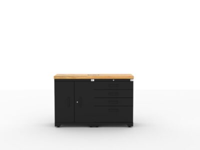 Garage storage cabinets with 1 base cabinet, 1 tool cabinet and 56 inch solid wood worktop