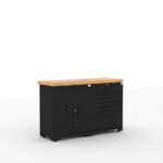 Garage storage cabinets with 1 base cabinet, 1 tool cabinet and 56 inch solid wood worktop