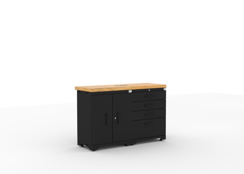 CAT FWSETMZ right Garage storage cabinets with 1 base cabinet, 1 tool cabinet and 56 inch solid wood worktop