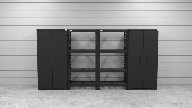 CAT FWSETM lifestyle CAT fully-welded garage storage cabinets with 2 lockers and 2 shelving units