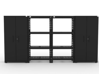 CAT fully-welded garage storage cabinets with 2 lockers and 2 shelving units