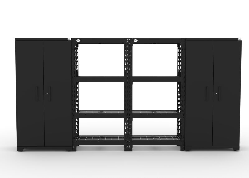 CAT FWSETM main CAT fully-welded garage storage cabinets with 2 lockers and 2 shelving units