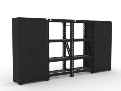 CAT fully-welded garage storage cabinets with 2 lockers and 2 shelving units
