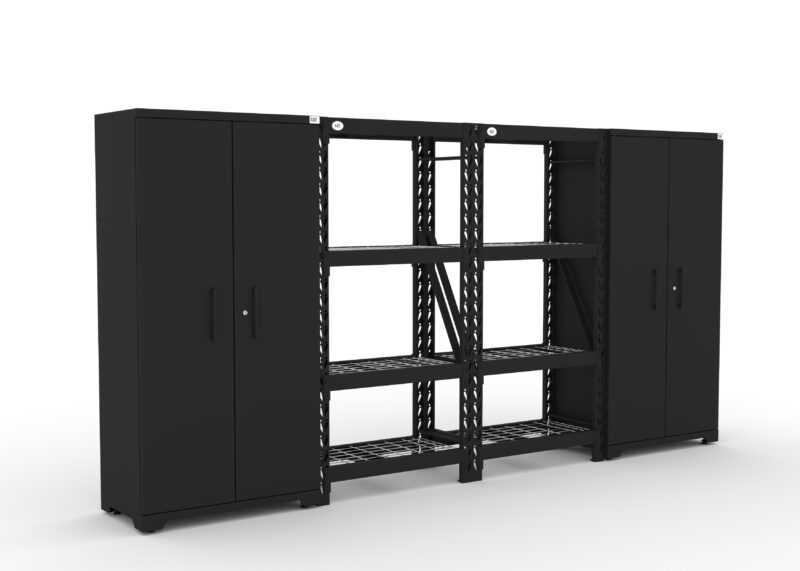CAT FWSETM right CAT fully-welded garage storage cabinets with 2 lockers and 2 shelving units