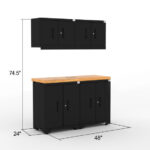 Ensemble d'armoires de rangement pour garage CAT avec 2 armoires de base, 2 armoires murales et un plan de travail de 56 pouces