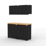 Ensemble d'armoires de rangement pour garage CAT avec 2 armoires de base, 2 armoires murales et un plan de travail de 56 pouces