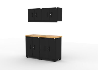 Ensemble d'armoires de rangement pour garage CAT avec 2 armoires de base, 2 armoires murales et un plan de travail de 56 pouces