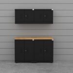 Ensemble d'armoires de rangement pour garage CAT avec 2 armoires de base, 2 armoires murales et un plan de travail de 56 pouces