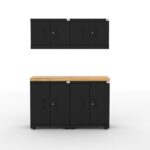 Ensemble d'armoires de rangement pour garage CAT avec 2 armoires de base, 2 armoires murales et un plan de travail de 56 pouces