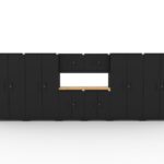Ensemble d'armoires de rangement pour garage CAT avec 4 casiers, 2 armoires murales, 2 armoires de base et un plan de travail de 56 pouces