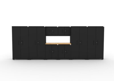CAT FWSETR principal Ensemble d'armoires de rangement pour garage CAT avec 4 casiers, 2 armoires murales, 2 armoires de base et un plan de travail de 56 pouces