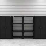 CAT garage storage cabinets with 4 lockers and shelving unit storage